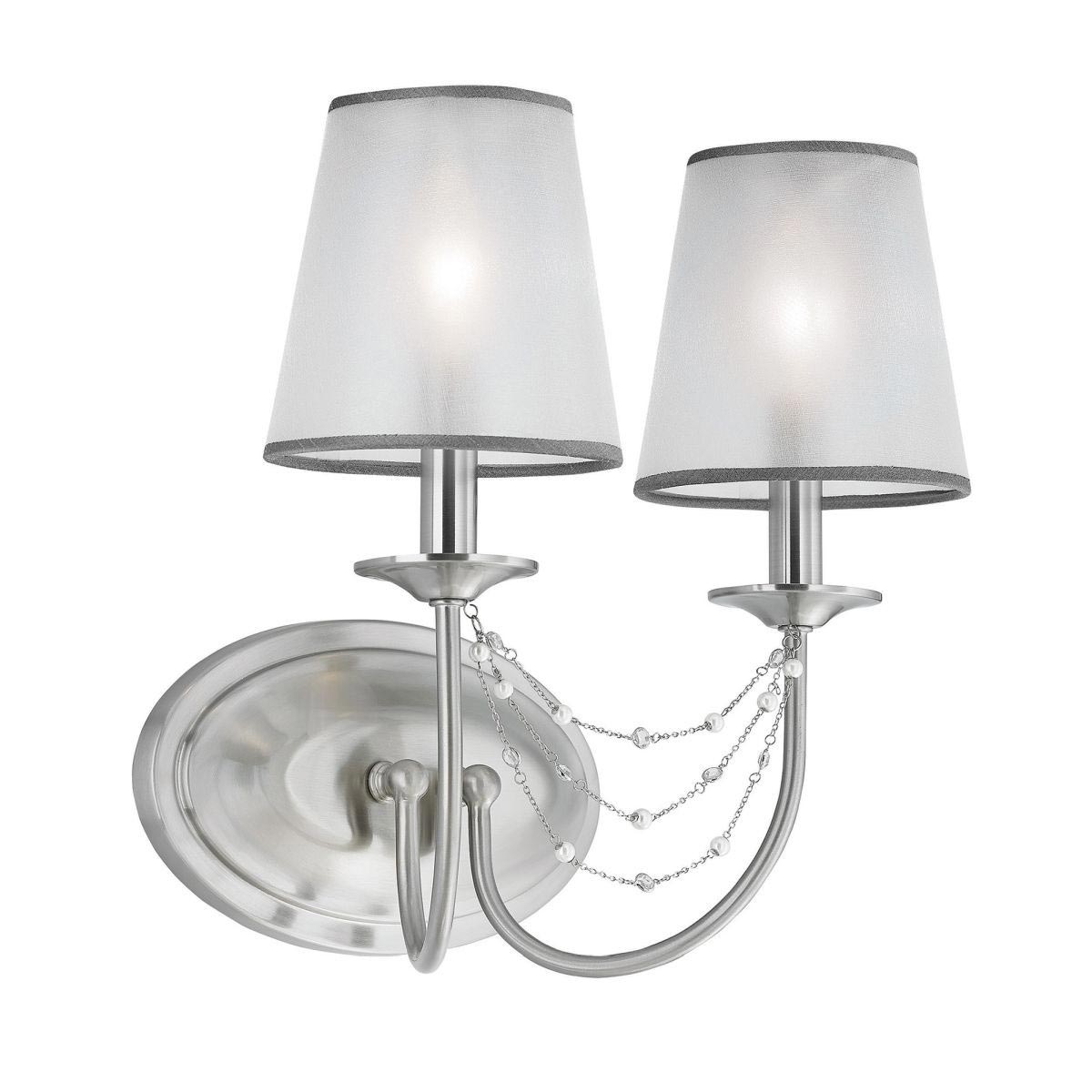 Feiss Aveline Brushed Steel Twin Wall Light With Organza Shades