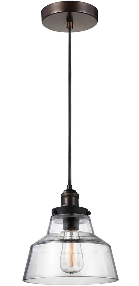 Feiss Baskin Aged Brass 1 Light Chimney Glass Ceiling Pendant