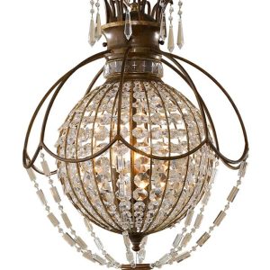 Feiss Bellini 3 Light Crystal Pendant Globe Oxidised Bronze