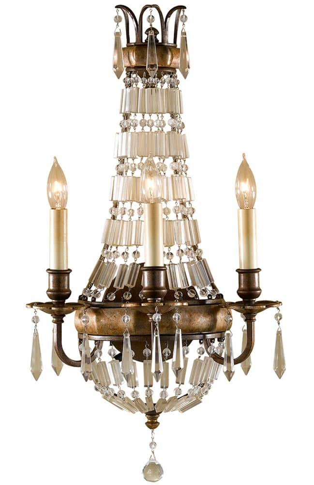 Feiss Bellini Regency Style 3 Light Crystal Wall Light Oxidised Bronze