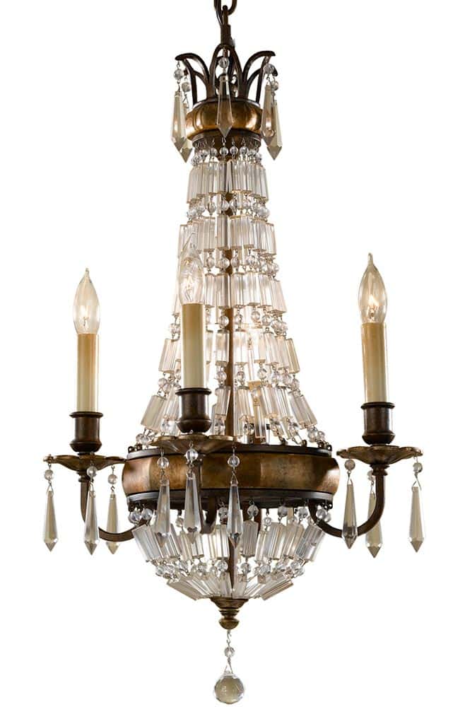 Feiss Bellini 4 Light Quartz Crystal Chandelier Oxidised Bronze