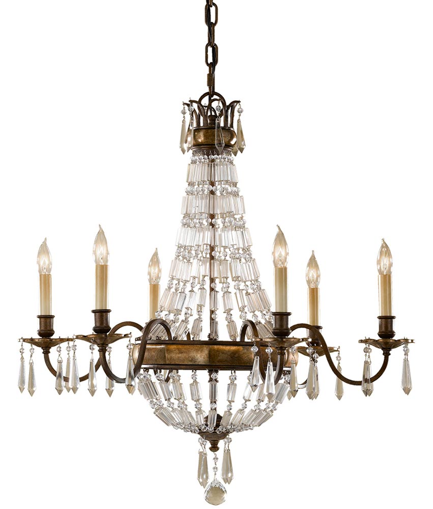 Feiss Bellini 6 Light Quartz Crystal Chandelier Oxidised Bronze