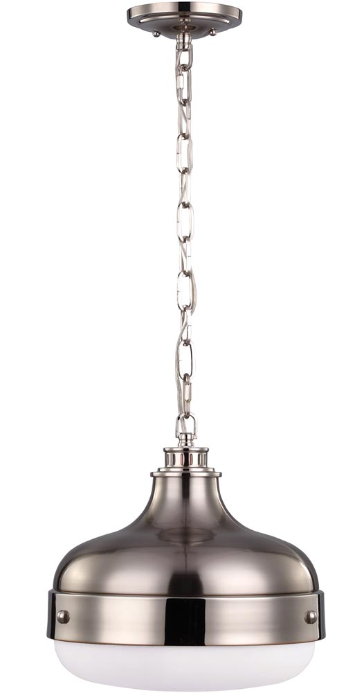 Feiss Cadence Retro 2 Light Pendant Brushed Steel And Polished Nickel