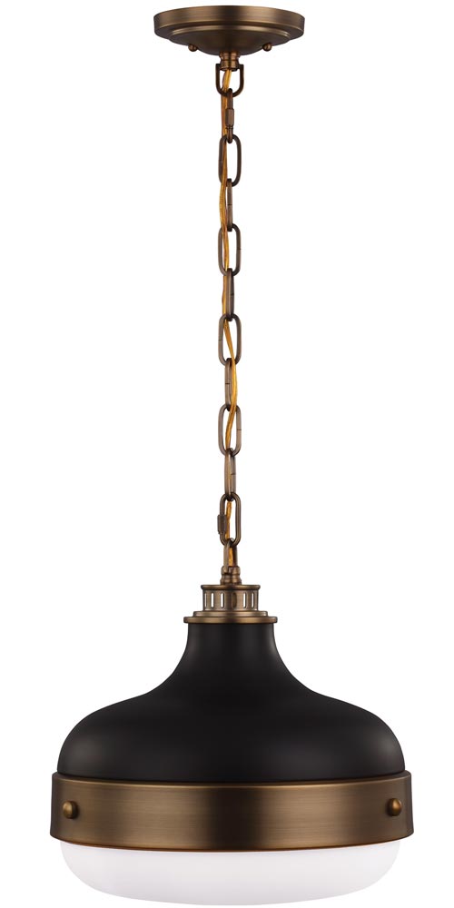 Feiss Cadence Retro 2 Light Pendant Dark Antique Brass And Matt Black