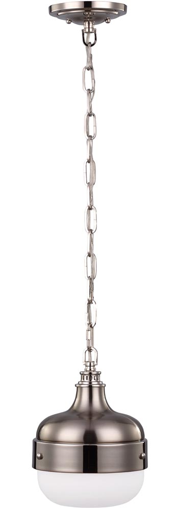 Feiss Cadence 1 Light Mini Pendant Brushed Steel And Polished Nickel