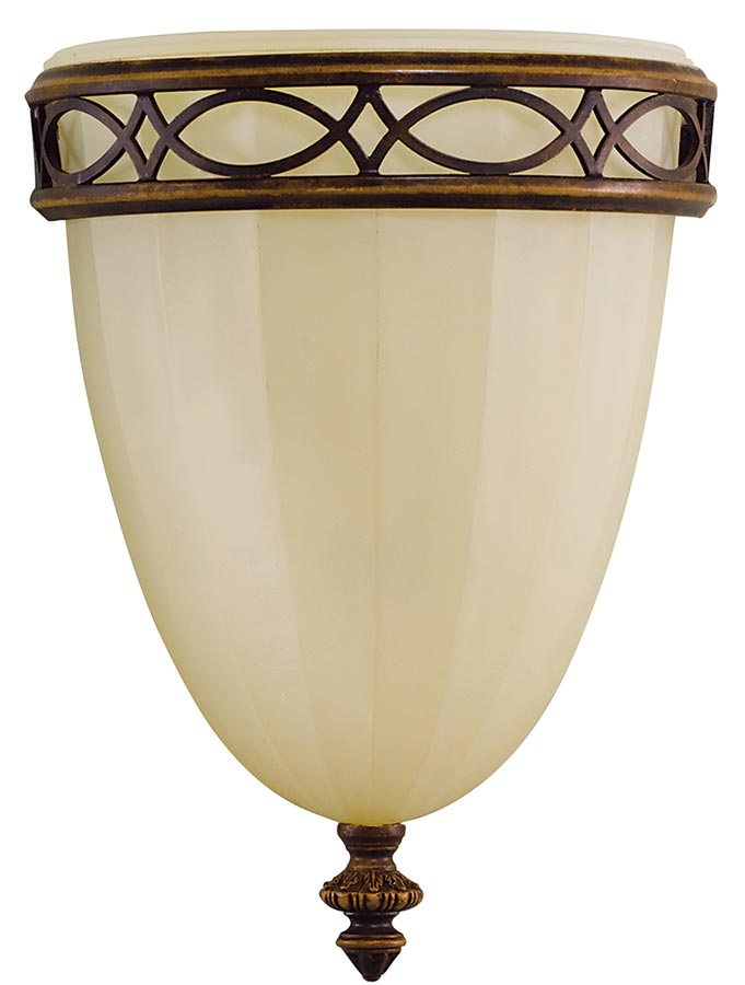 Feiss Drawing Room 1 Light Wall Up Lighter Walnut Amber Scavo Glass