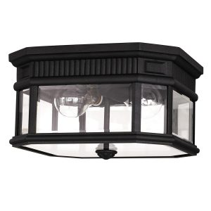 Feiss Cotswold Lane 2 light outdoor porch ceiling light in black