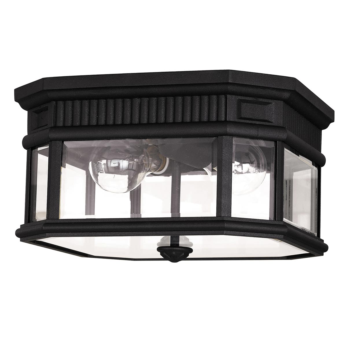 Feiss Cotswold Lane 2 Light Flush Outdoor Porch Ceiling Light Black