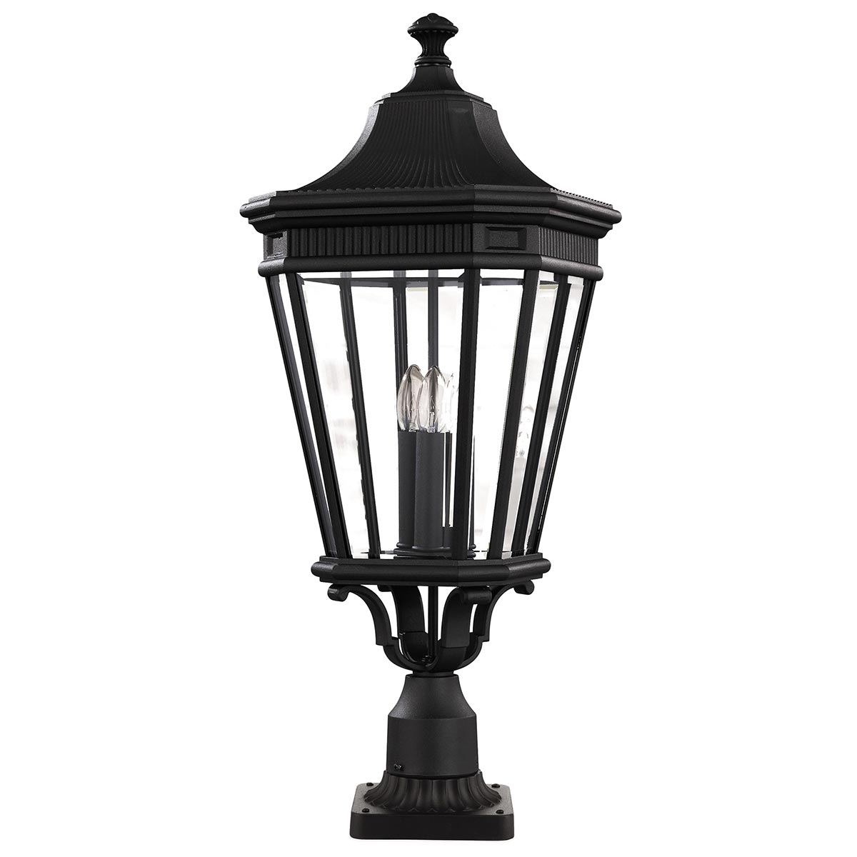 Feiss Cotswold Lane 3 Light Large Outdoor Post Top Lantern In Black