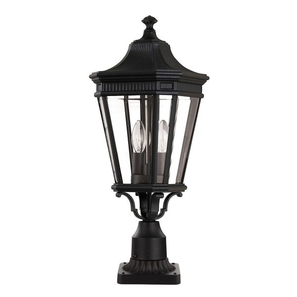 Feiss Cotswold Lane 2 light medium outdoor pedestal lantern in black