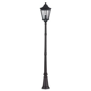 Feiss Cotswold Lane 3 light single lantern outdoor lamp post in black full height