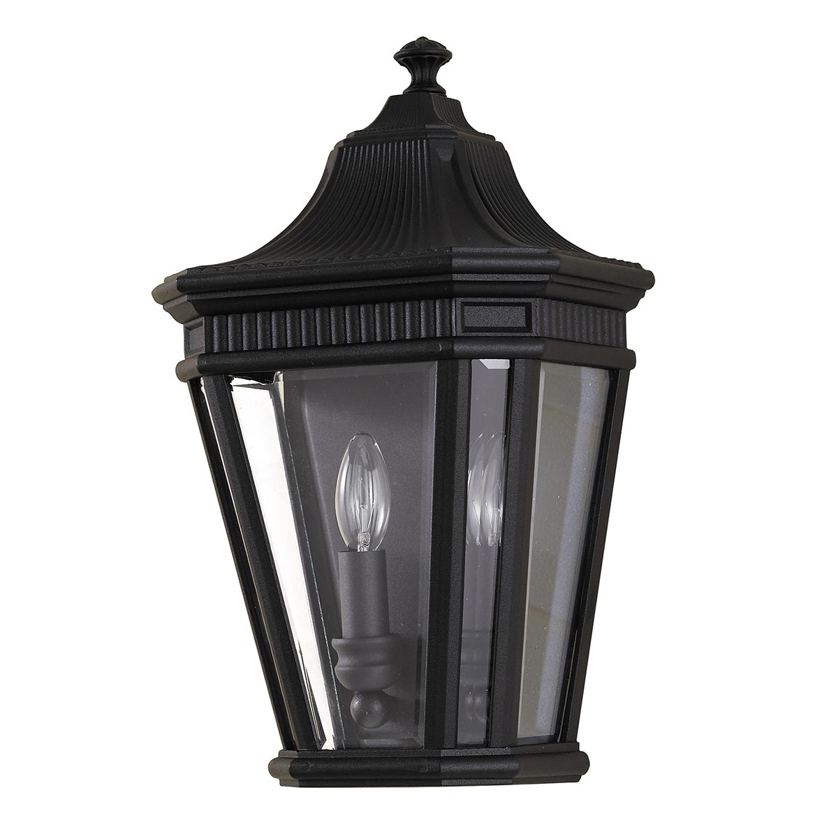 Feiss Cotswold Lane 2 Light Flush Outdoor Half Wall Lantern In Black