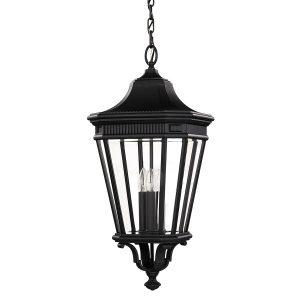 Feiss Cotswold Lane 3 light large hanging outdoor porch lantern in black