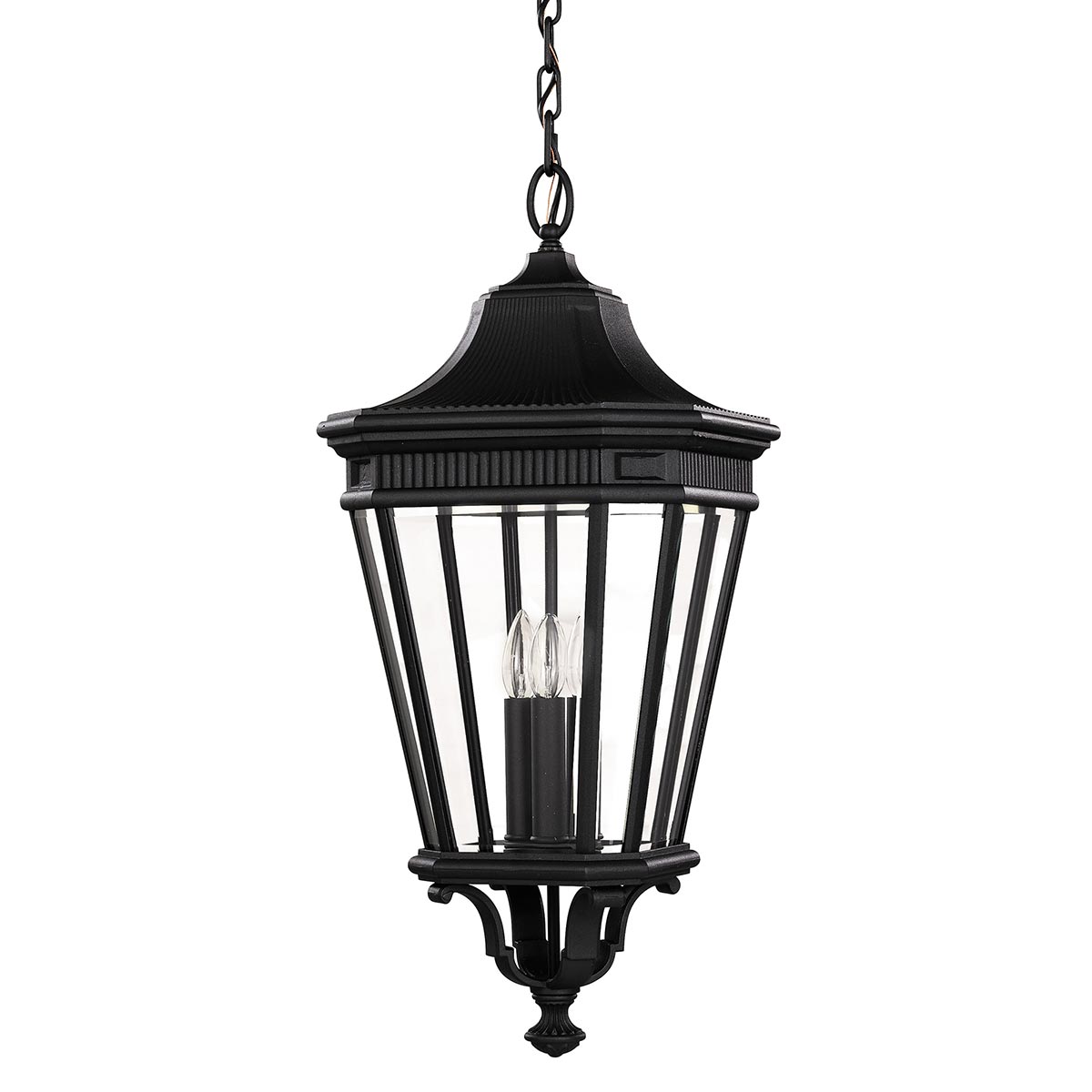 Feiss Cotswold Lane 3 Light Large Hanging Outdoor Porch Lantern Black