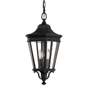 Feiss Cotswold Lane 2 light medium hanging outdoor porch lantern in black,