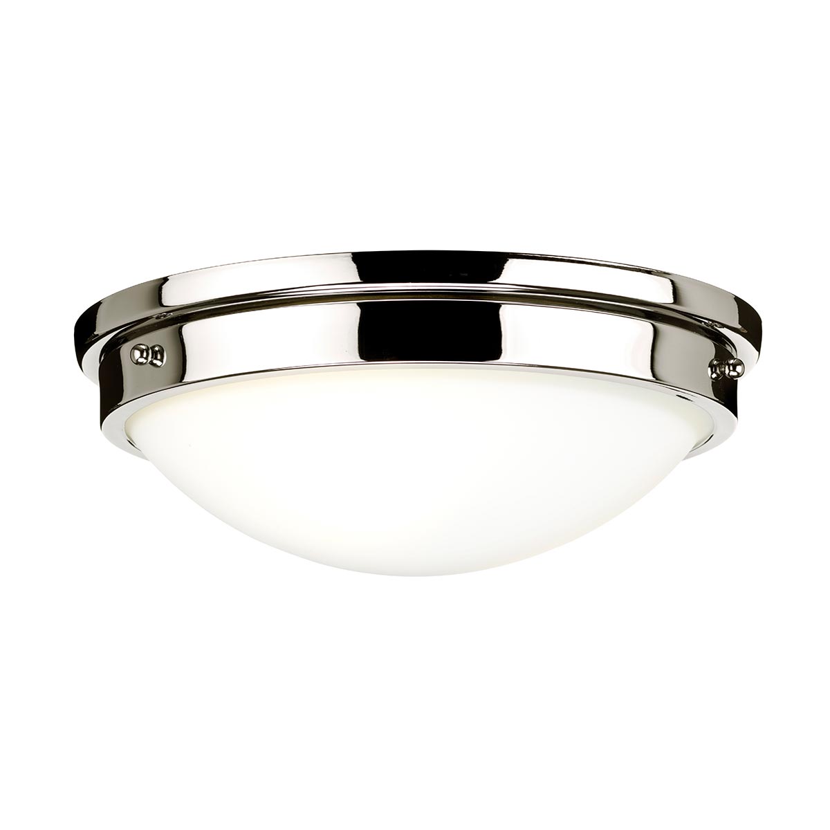 Feiss Gravity Polished Nickel 2 Light Flush Low Ceiling Light Opal Glass