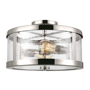 Feiss Harrow polished nickel 2 lamp semi flush ceiling light with clear seeded glass