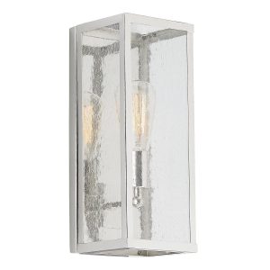 Harrow polished nickel 1 light box wall lantern with seeded glass panels