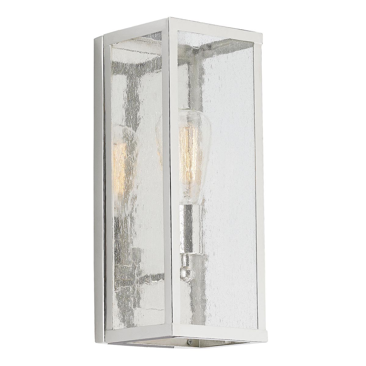 Feiss Harrow Polished Nickel 1 Light Box Wall Lantern Seeded Glass