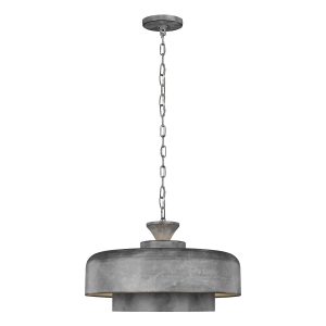 Feiss Haymarket single light industrial ceiling pendant in galvanised finish full height