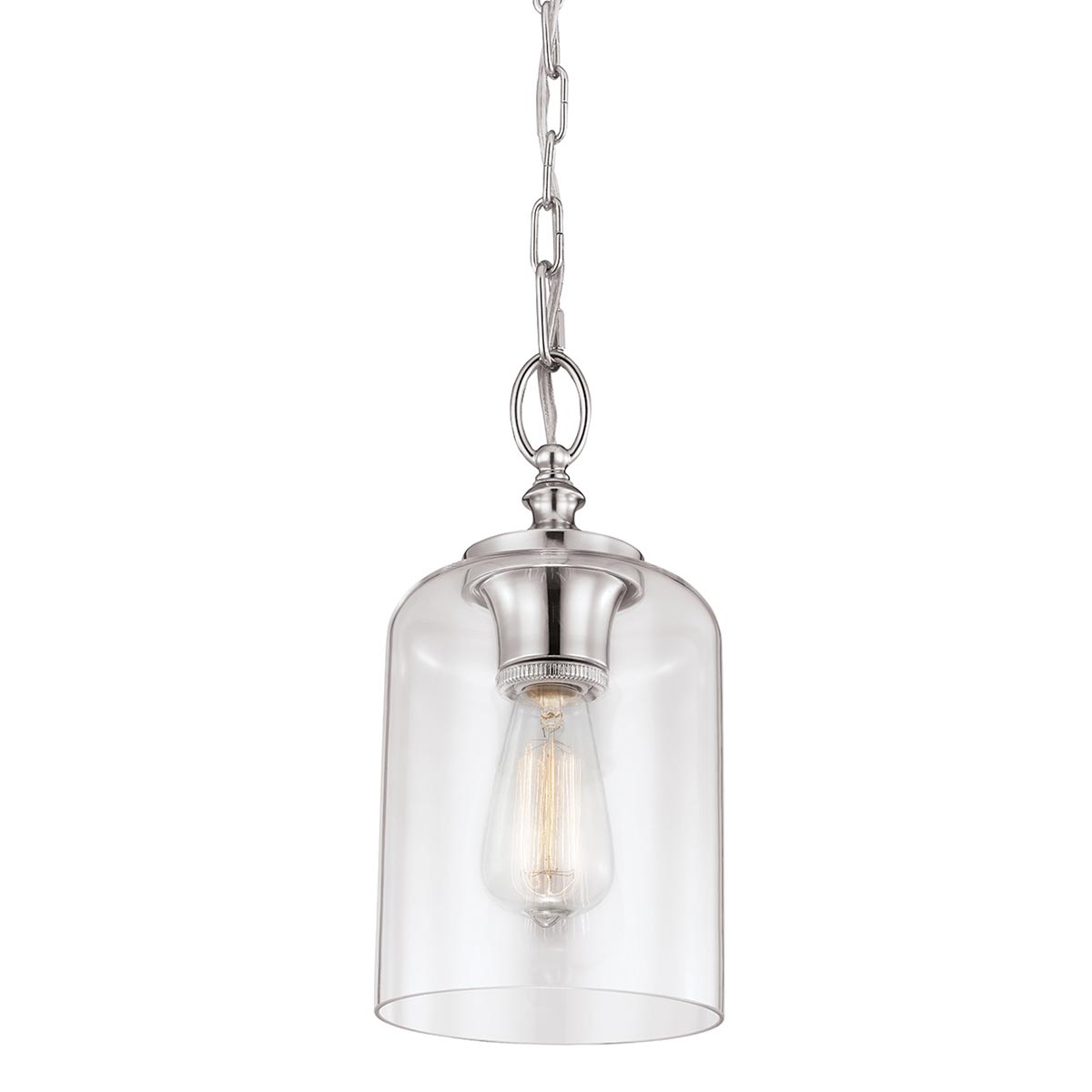 Feiss Hounslow Polished Nickel 1 Light Mini Pendant With Clear Glass
