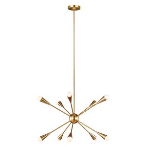 Feiss Jax 10 light modern chandelier in burnished brass