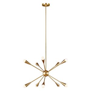 Feiss Jax 10 light modern chandelier in burnished brass