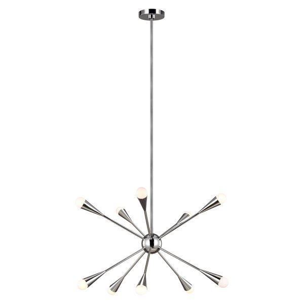 Feiss Jax 10 light modern chandelier in polished nickel