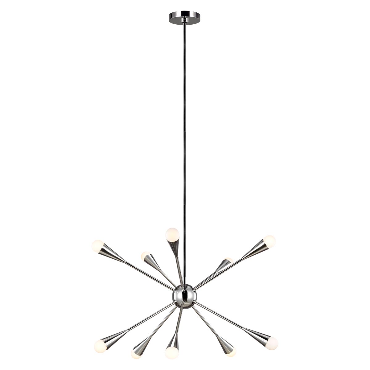 Feiss Jax 10 Light Modern Chandelier Ceiling Pendant Polished Nickel