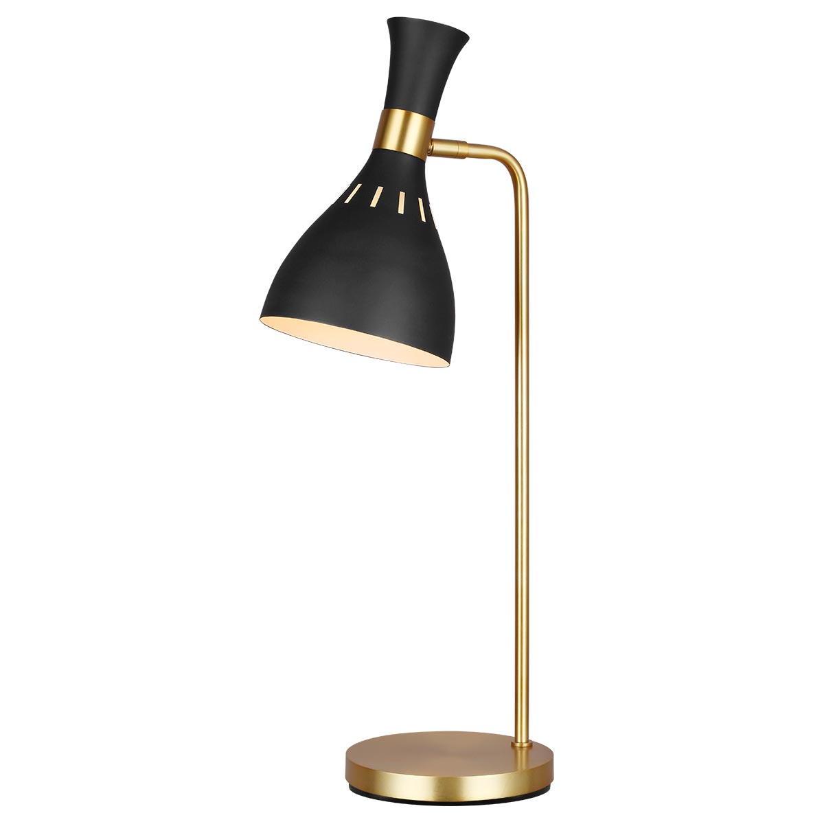 Feiss Joan 1 Light Modern Desk Lamp Midnight Black / Burnished Brass