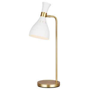 Joan 1 lamp modern desk lamp in matte white and burnished brass main image