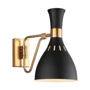 Joan 1 lamp modern wall light in midnight black and burnished brass main image
