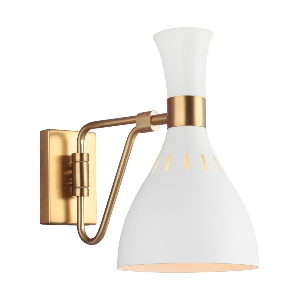 Joan 1 lamp modern wall light in matte white and burnished brass main image