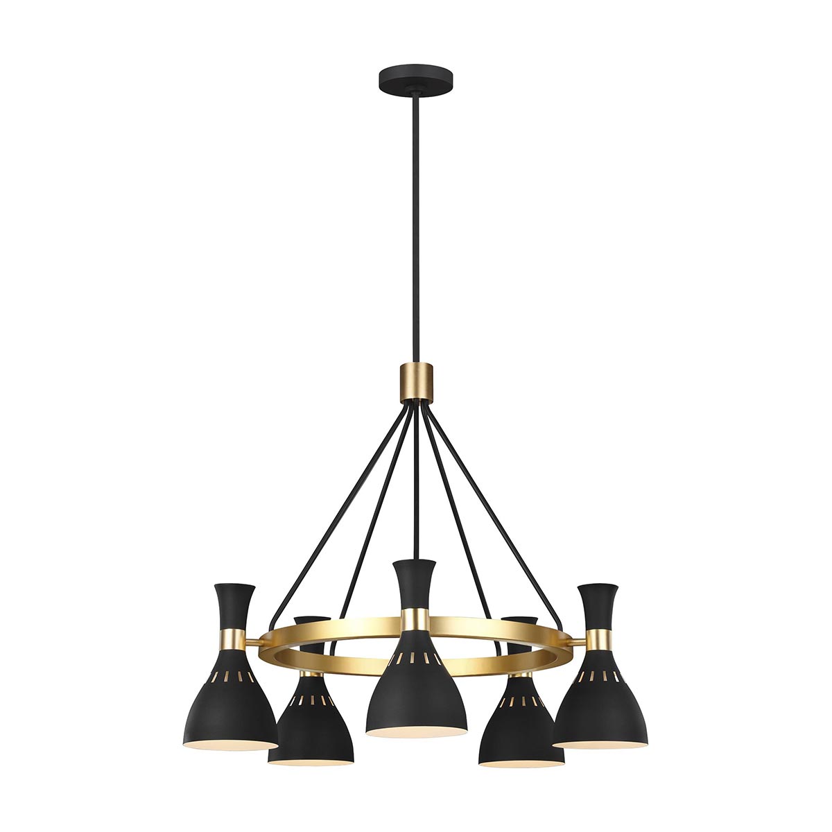 Feiss Joan 5 Light Modern Chandelier Midnight Black / Burnished Brass