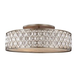 Feiss Lucia large 6 light burnished silver flush ceiling light with crystal