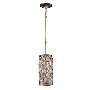 Feiss Lucia designer 1 light burnished silver mini ceiling pendant with Bauhinia crystals