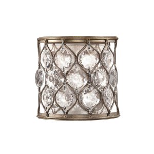 Lucia designer 1 light burnished silver wall light, inset with Bauchinia sunflower crystals