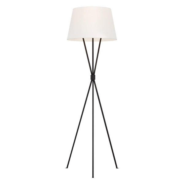 Feiss Penny limited edition aged iron 1 light tripod floor lamp with white linen shade
