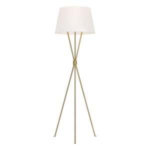 Feiss Penny limited edition burnished brass 1 light tripod floor lamp with white linen shade