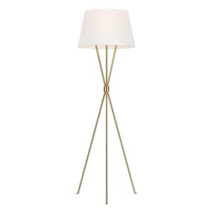 Feiss Penny limited edition burnished brass 1 light tripod floor lamp with white linen shade
