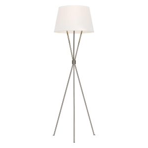 Feiss Penny limited edition polished nickel 1 light tripod floor lamp with white linen shade