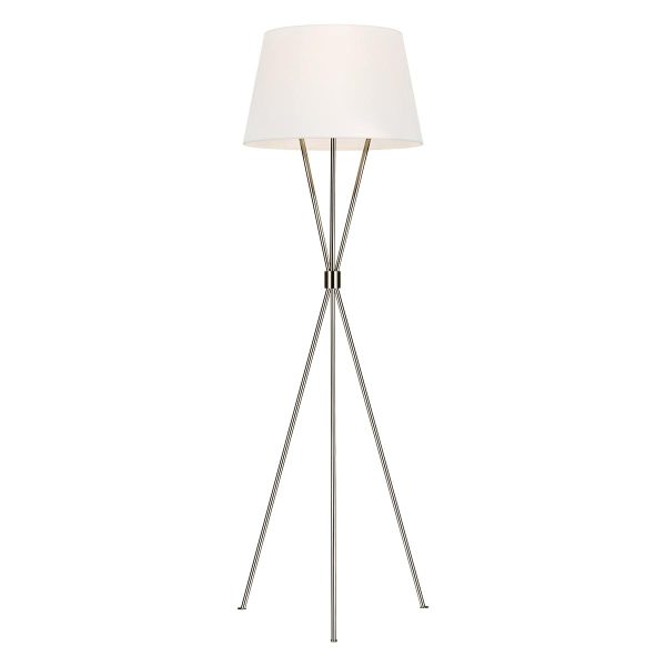 Feiss Penny limited edition polished nickel 1 light tripod floor lamp with white linen shade
