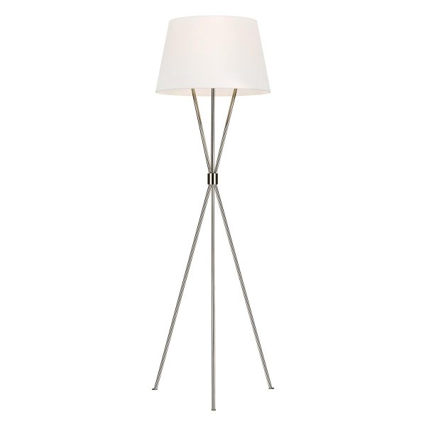 Feiss Penny limited edition polished nickel 1 light tripod floor lamp with white linen shade