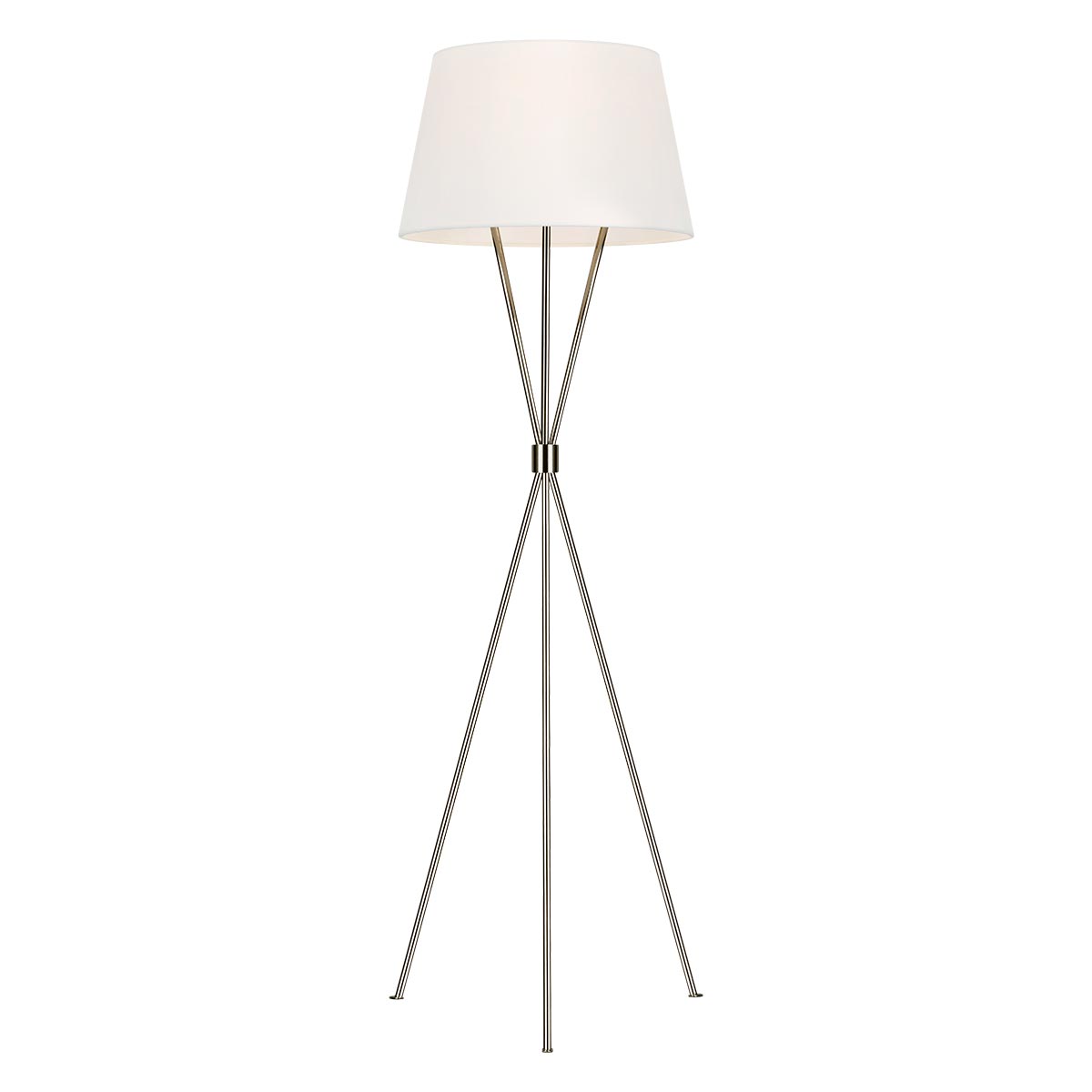 Feiss Penny Polished Nickel 1 Light Tripod Floor Lamp White Linen Shade