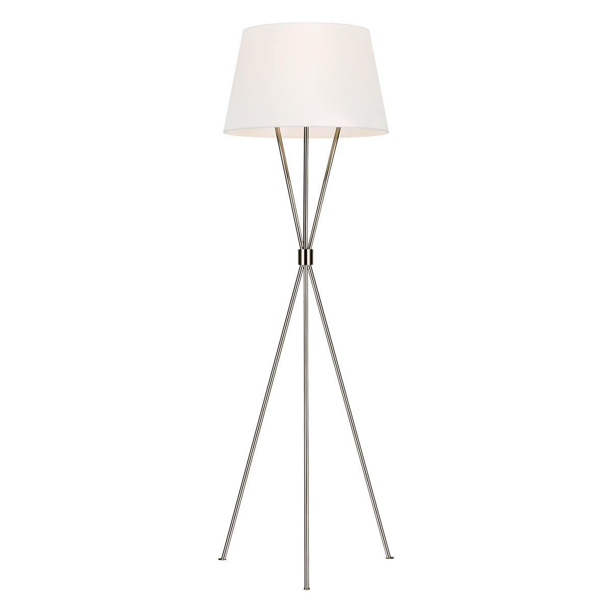 Feiss Penny Polished Nickel 1 Light Tripod Floor Lamp White Linen Shade