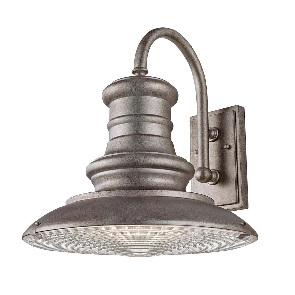 Feiss Redding Station large outdoor wall lantern in tarnished finish on white background.