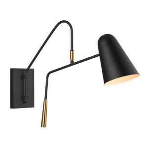 Feiss Simon limited edition switched 1 lamp swing arm wall light midnight black