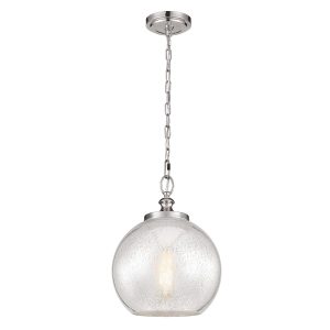 Feiss Tabby 1 light medium brushed steel pendant with mercury glass shade