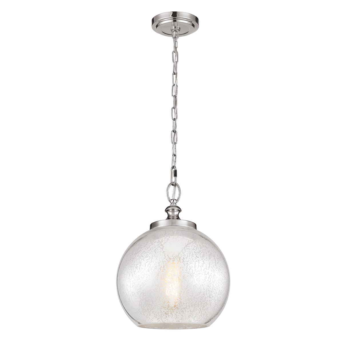 Feiss Tabby Brushed Steel 1 Light Pendant With Mercury Glass Shade