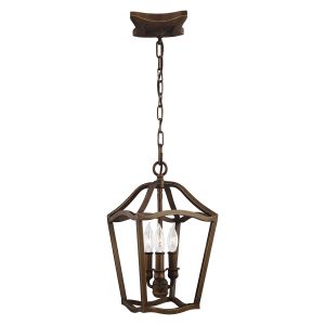 Feiss Yarmouth 3 light hanging open lantern pendant in aged brass finish